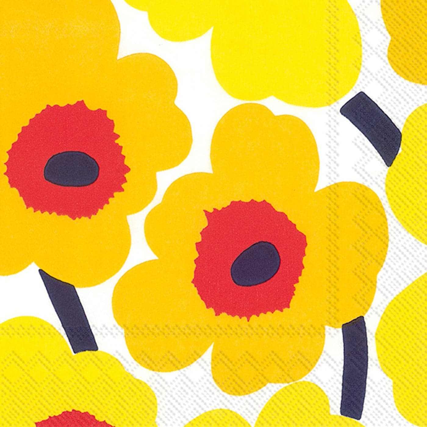 Boston International C552671 Ihr Marimekko Floral Beverage Paper Napkins 5 x 5 Unikko Dark Yellow