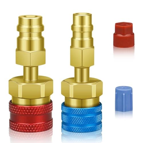 R1234YF Adapter, R1234YF to R134A Quick Coupler, 1234yf to 134a Quick Coupler, High Low Side Connector Conversion Kit AC Charging for R1234yf Refrigerant Air Conditioning System Hose Fitting