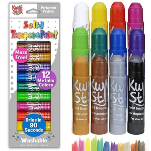 Kwik Stix Solid Tempera Paint Sticks 12 Metallic Colors Washable Paint Sticks for Kids Super Quick Drying NonToxic Allergen Free Paint Sticks in Metallic Colors Paint for Kids and Toddlers