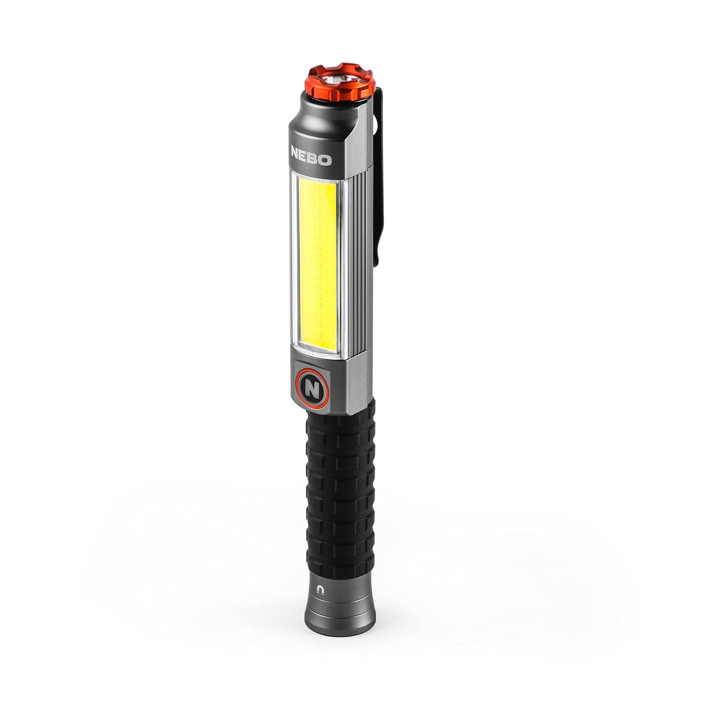NEBO Big Larry 3 Work Light Alkaline Batteries Included 600 Lumens 7 Light Modes Magnetic COB Task Lamp LED Flashlight Steel Pocket Clip HandsFree Use Water Resistant