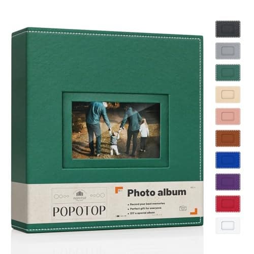Popotop Photo Album 4x6 300 Pockets with Leather Hardcover Cover, Small Photo Album Holder Book with 50Pcs Pages for Family Travel Wedding Baby Gifts