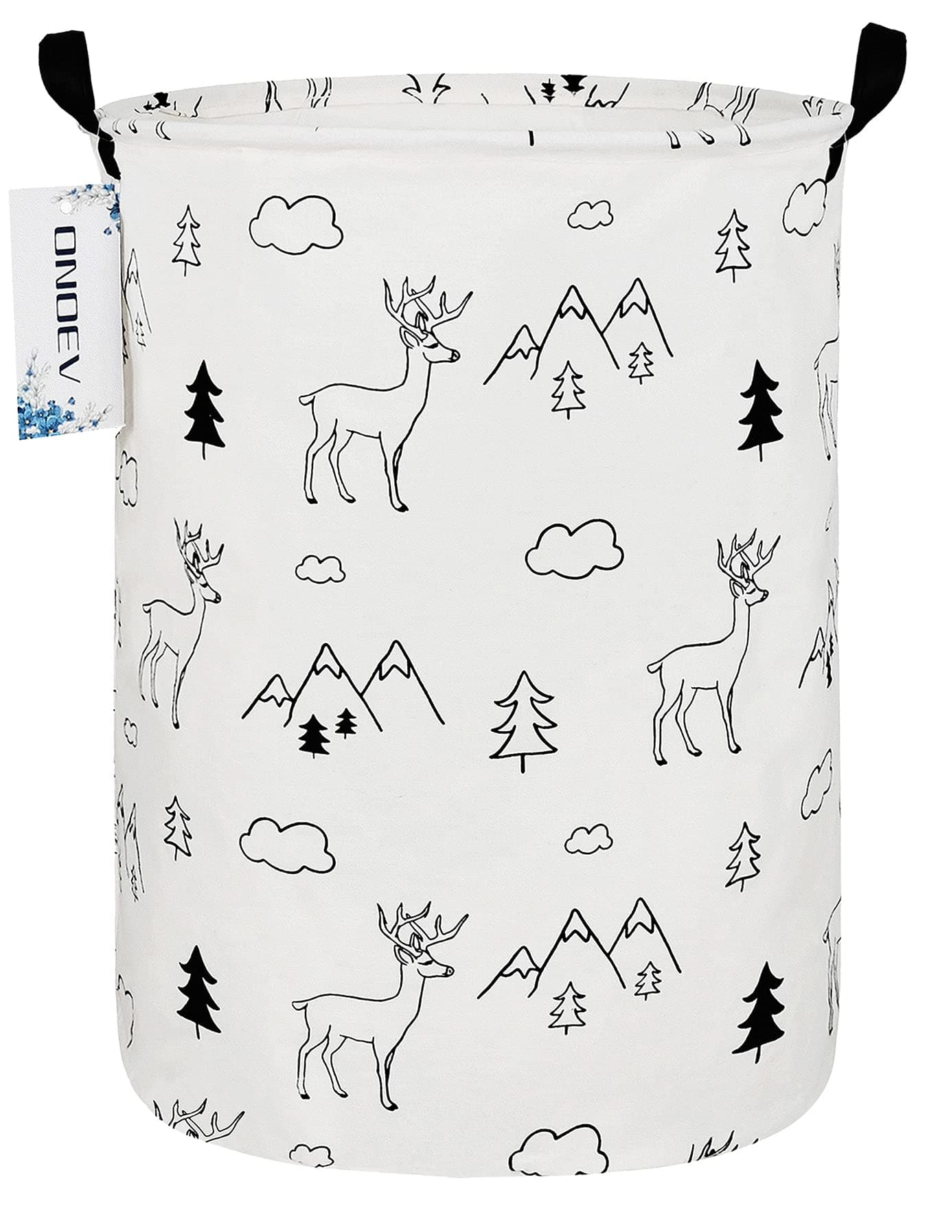 ONOEV Round Fabric Storage BinDecorative BasketOrganizer Basket with Handlesfor Clothes Storagebooks and sundriesForest deer 197inchH x 157inchD