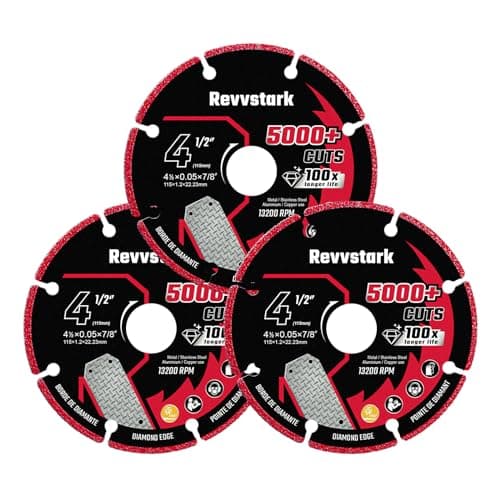 Revvstark 4 12 Inch Diamond Cutting Wheel 412 Cut Off Wheel for Angle Grinder 5000 Cuts on Rebar Stainless Steel Angle Iron and INOX 45 Inch Metal Cut Off Wheel 78 Arbor