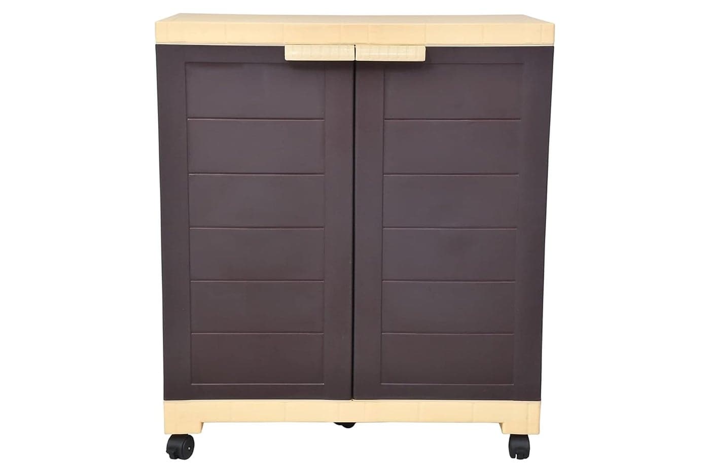 Prima Alfa 360 Plastic Cabinet with Wheel Lockable Casters for Storage Space Organizer Cupboard Living Room Kids Multipurpose for Home Kitchen Office Brown Beige 1 Shelf