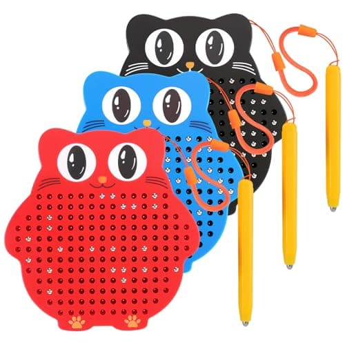 Soulchen 3 Pcs Mini Magnetic Drawing Board Activities Kit with Beads and Magnet Stylus Pen Cute Owl Travel Magnetic Supplies for Airplane Car Ride Activities