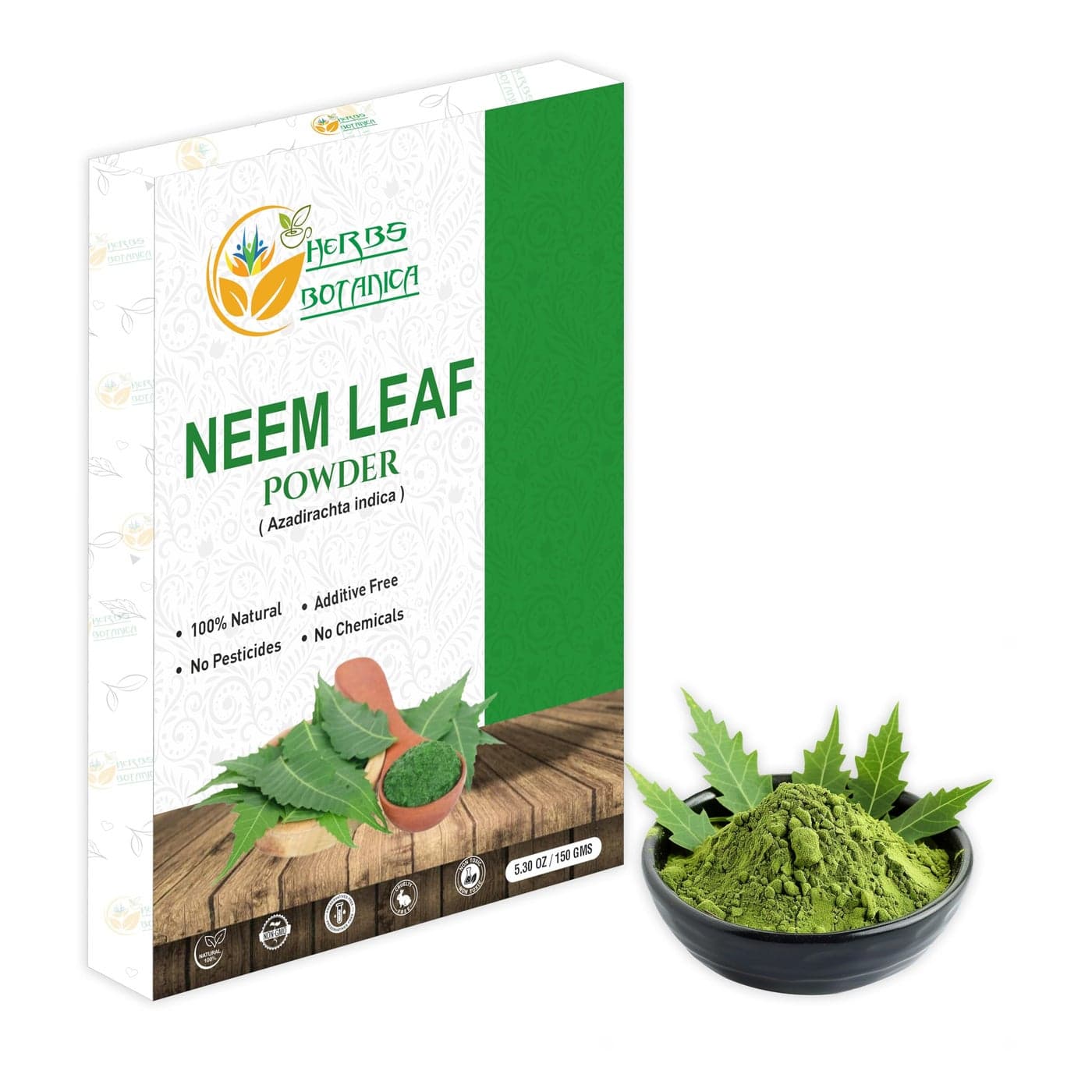 Herbs Botanica Neem Powder for Hair Growth Skin Care Detox Wildcrafted Bitter Neem Leaves Powder for Immune System Support Digestive Health 53 oz