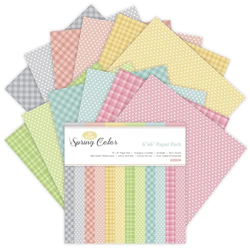 24 Sheets 6x6 Pink Spring Scrapbook Paper SingleSided Pattern Decorative Paper Scrapbook Supplies Card Making Supplies for DIY Album Hand Account Travel Diary Craft Projects