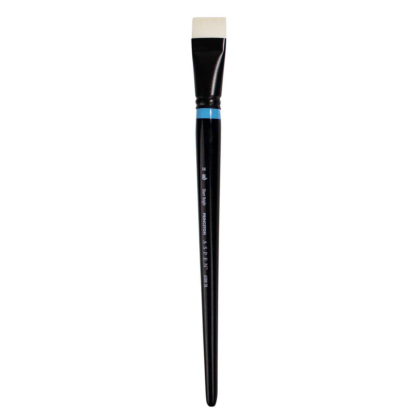 Princeton Artist Brush Co Aspen Series 6500 Long Handled Short Bright Size 14 Single Synthetic Oil and Acrylic Paint Brush for Painting on Canvas and Board