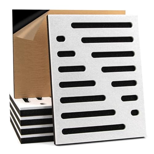 Art3d 6-Pack Self-Adhesive Soundproof Acoustic Panels for Wall, 16 x 12 Inch Stripe Design Noise Block with Polyester & Foam for Bedroom Studio Office