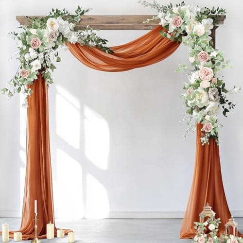 Socomi Wedding Arch Draping Fabric 1 Panel 29 x 19Ft Terracotta Sheer Chiffon Curtain Drapes 6 Yards for Wedding Ceremony Birthday Party Decoration
