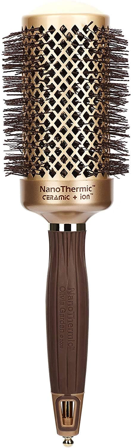 Olivia Garden NanoThermic Ceramic Ion Round Thermal Hair Brush Not Electrical Professional Blowout Brush for Normal to Thick Hair 2 18Diameter Barrel NT54