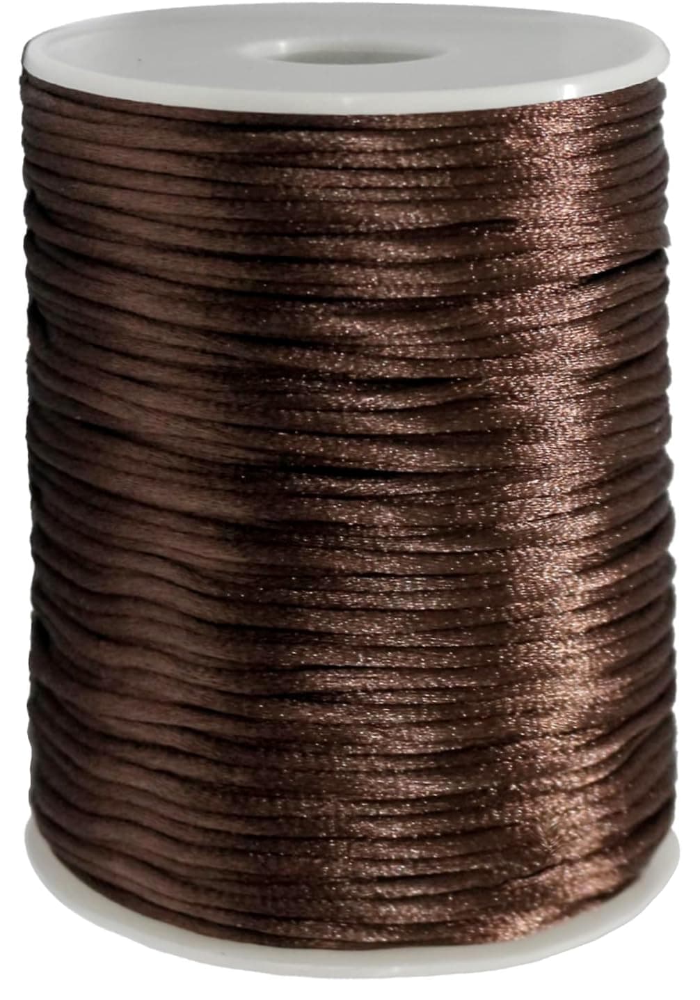 FQTANJU Satin Rattail Nylon Cord 300 Feet 2mm Beading Satin String for Chinese Knotting Arts and Crafts Jewelry MakingMacrame Bracelets Necklaces Brown