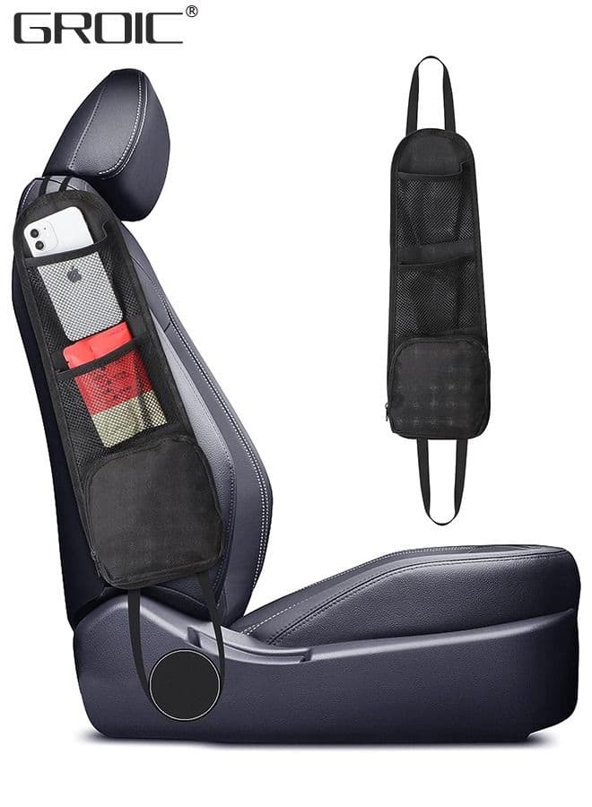 Car Seat Side Organizer, Auto Storage Hanging Bag,Stuff Holder with Mesh Pocket for Cars, SUV & Truck,Hanging Tissue Box Dispenser Bag,Vehicle-mounted Bag