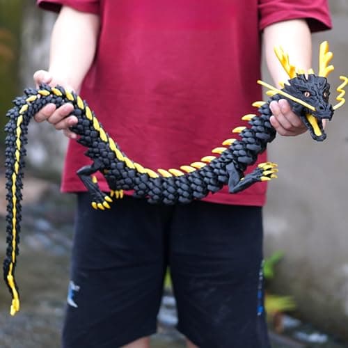 473inch Super Huge Large Dragon 3D Printed Dragon with Movable Mouth and EyesFlexible Realistic Articulated Animal Fidget ToysMystery Figurines GiftsExecutive Desk Dcor Collectible Black