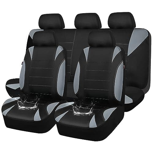 CAR PASS Waterproof Car Seat Covers Full Sets, Universal Fit Seat Covers for Cars, EVA Neoprene Seat Cover Set Full Sets, Interior Covers for Auto SUV,Vans,sedans, Trucks,(Black and Gray)
