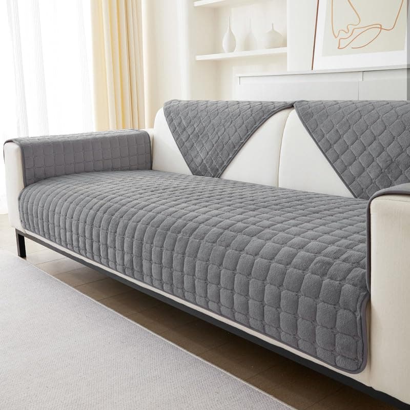 Soft Flannel Sofa Covers Washable New Sofa Cushion Covers NonSlip Sofa Cover 1 2 3 Seater Couch Covers for Sectional Sofa Sofa Slipcovers L Shape Furniture Protector Grey 70x70cm