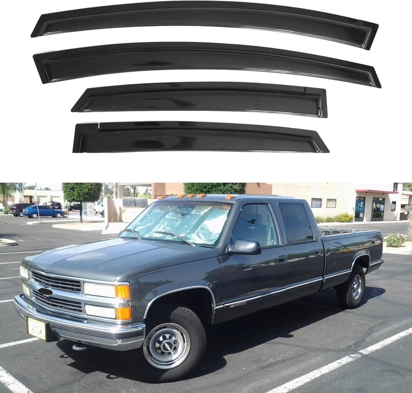 IG Window Visor for 1995-2000 Chevy Tahoe/GMC Yukon & 1992-2000 C/K1500/2500/3500 Suburban & 1999-2000 Cadillac Escalade/Yukon Denali Crew Cab