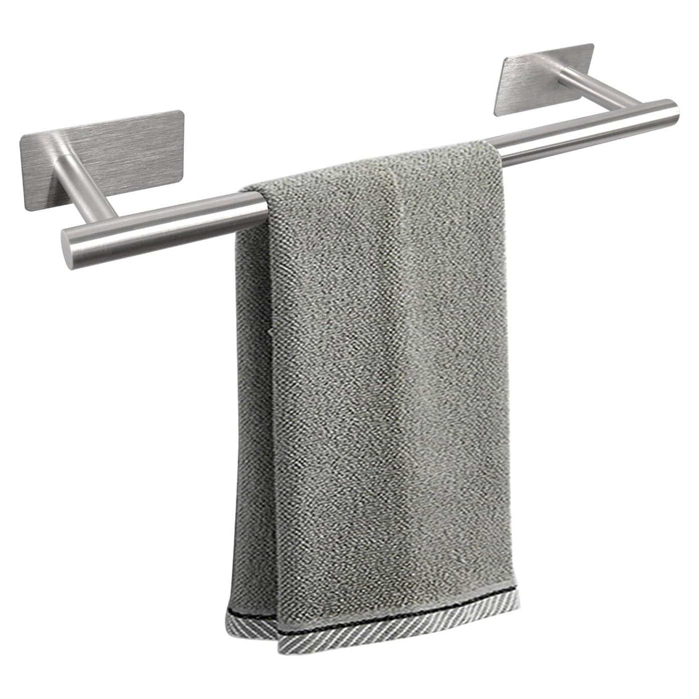Vanloory Self Adhesive Bath Towel Bar Stainless Steel Towel Racks for Bathroom No Drilling Heavy Duty Towel Holder Stick on Wall Sturdy and Rustproof Towel Hanger for BathroomBrushed Nickel16In