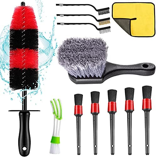 Nolimas 12Pcs Car Wheel Tire Brush KitIncluding 17inch Long Wheel BrushShort Handle Tire Brush5pcs Detailing Brushes Kit 3pcs Wire Brushes for Cleaning Car Wheels Interior Exterior