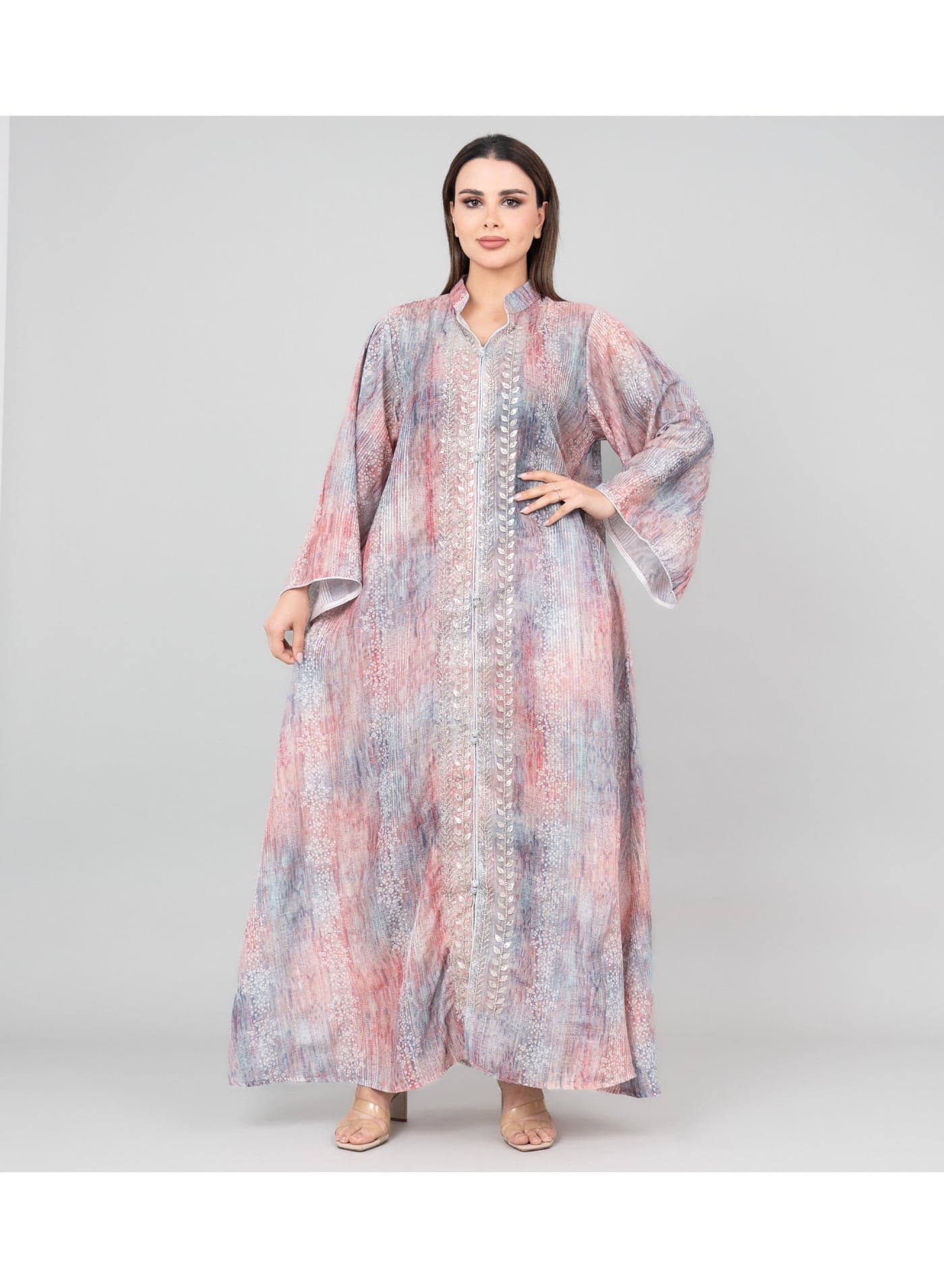 Petal Grace Embroidered Jalabiya with Belt