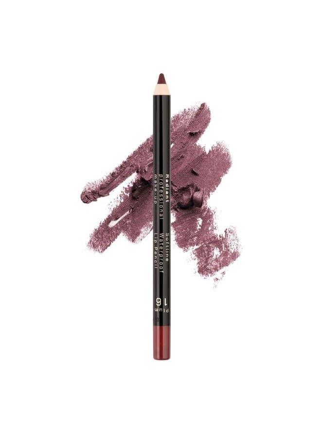 (16 PLUM) - Softline Waterproof Lip Pencil By Radiant Professional - Non-Transfer, Long Lasting, Lip Liner For Defined Lips - Ultra Creamy & Soft Lip Pencil With Vitamin E - 1.20g (16 PLUM)