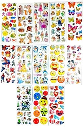 Gifting Square Polyurethane Foam Cartoon Puffy 3D Cute Stickers Funny For Kids On Gifts (20 Sheet), self adhesive