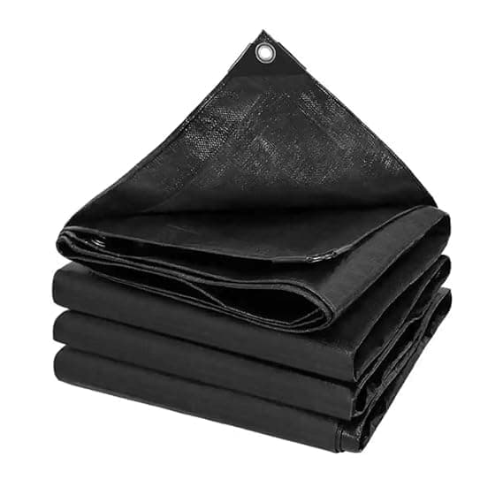 SR TRENDS Tarpaulin Sheet Waterproof Tirpal Heavy Duty Tadpatri with Aluminium Eyelets Each Coners (250 GSM) - Multipurpose Cover Tharpai (Black, 15 x 12 FT)