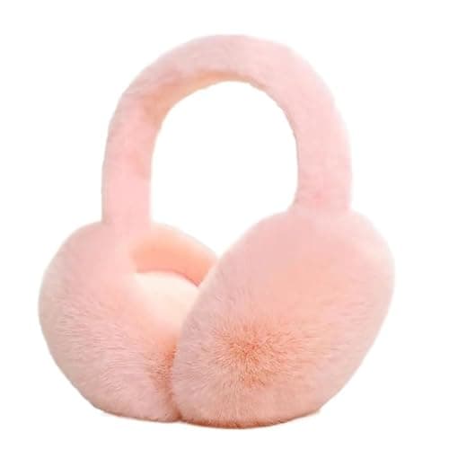 Tomorrow Fashion Winter Earmuffs for Women & Girls | Soft Furry Fleece Ear Warmers | Knit Ear Covers | Foldable, Lightweight Ear Muffs for Cold Weather, Outdoor, Travel Use (HAIRBEND, PINK)