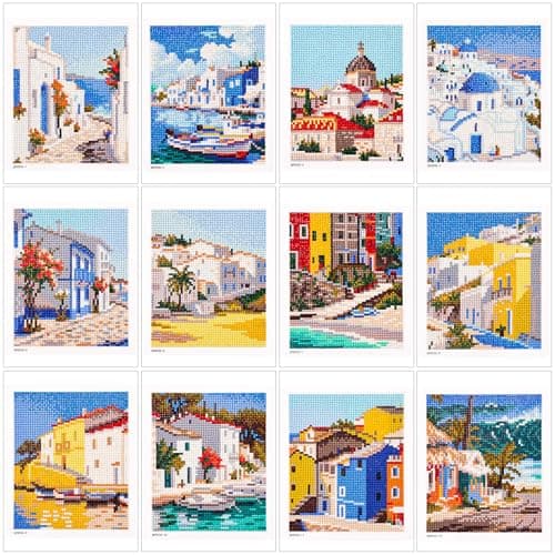 Caydo 12 Pack Sea Breeze Themed Diamond Painting Kits for Adults Full Drill 5D DIY Paint Gem Art A Relaxing Craft for Home Wall Decor(6x6inch)