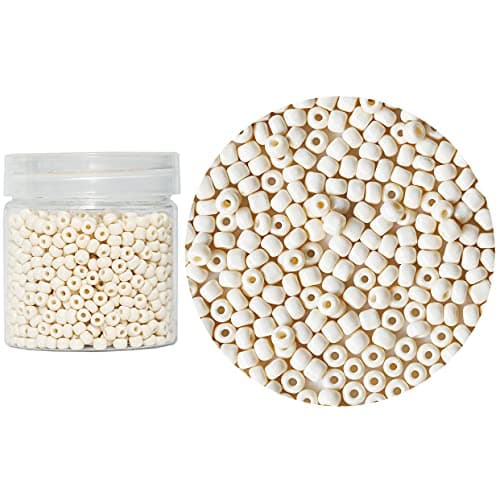 Bala&Fillic Beige Color 4mm Glass Seed Beads About 1400pcs in Box 6/0 Glass Craft Seed Beads for Jewelry Making (Beige, 4mm)