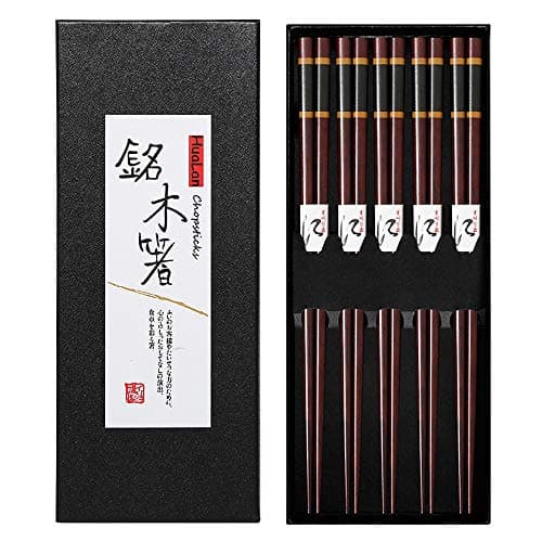 HuaLan Japanese Natural Wood Chopstick Set Reusable Classic Style Chopsticks Non-slip Design Chop Sticks 5 Pairs Gift Set