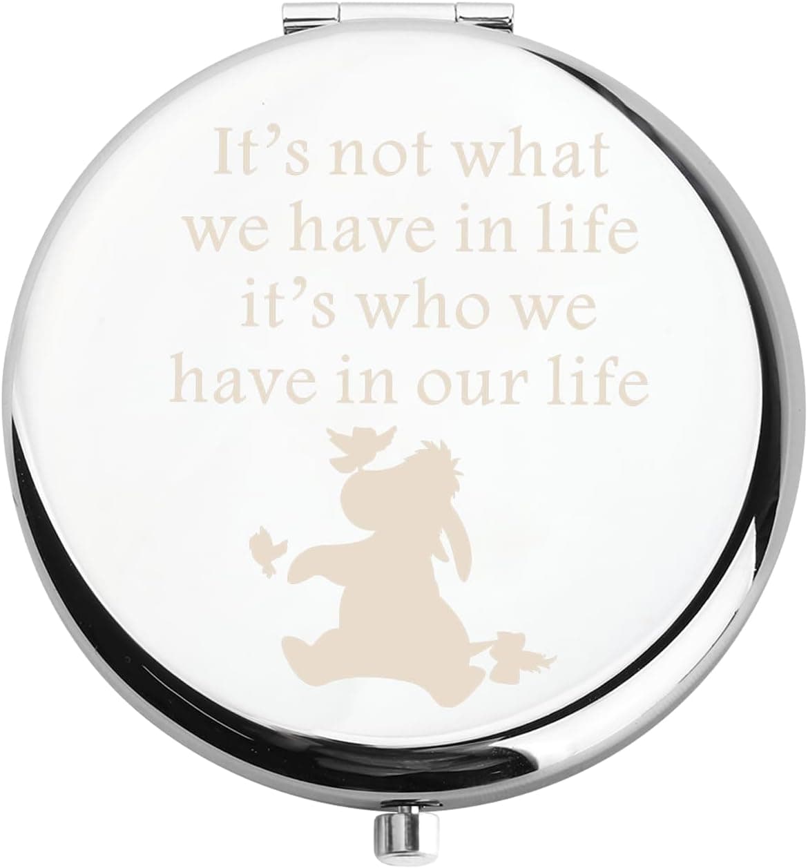 WUSUANED Donkey Makeup Mirror It’s Not What We Have in Life It’s Who We Have in Our Life Jewelry Donkey Lover Gift (Eeyore Lover Mirror)