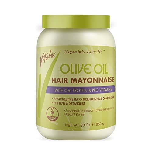 Vitale Olive Oil Hair Mayonnaise 30oz with Oat Egg Protein and Vitamins Good on Color Thermal Treated Hair for Dry Damaged Scalp Men Women Kids Moisturize and Condition