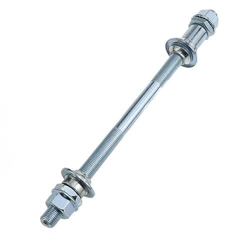 Meuey Lyot Bike Axle 190MM Bicycle Multiple Speed Rear Hub Axle 3/8 Inch Silver 26 TPI Hub Taper Lock Nut Washer Kit -1pcs