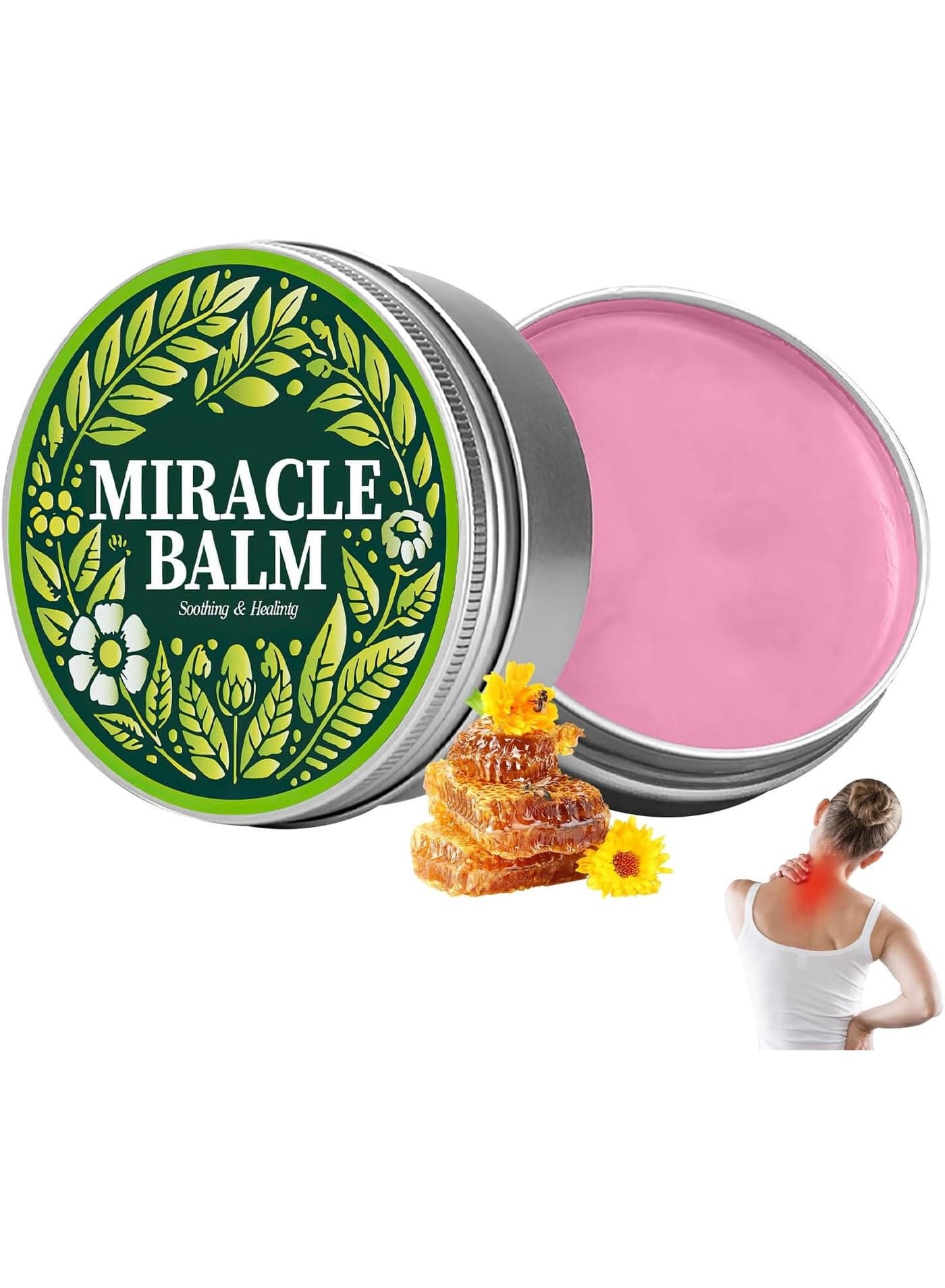 Miracle Soothing Balm – Premium Herbal Blend for Relaxation & Muscle Ease – Honey & Calendula Infused Pink Healing Salve for Daily Pain Relief and Skin Comfort