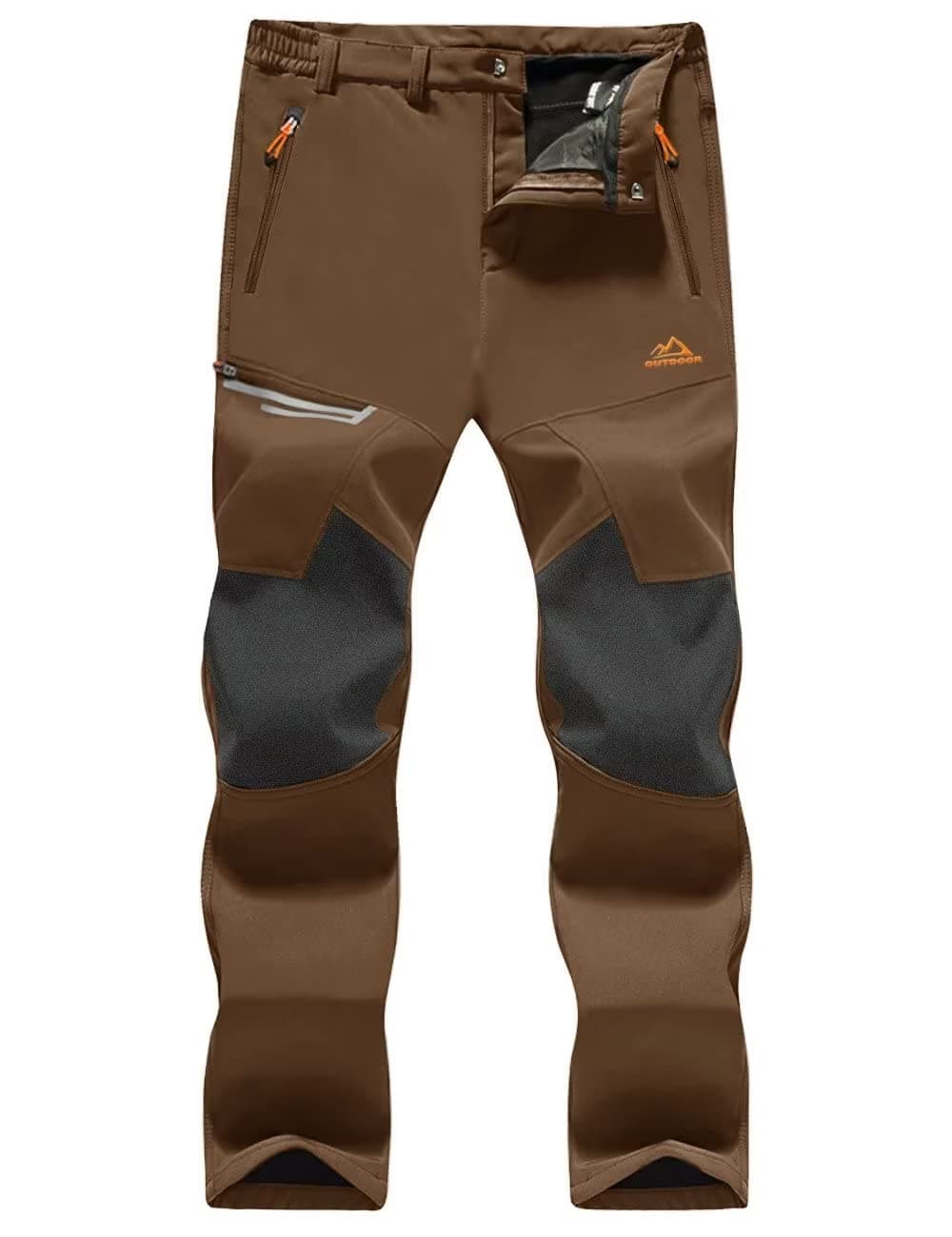 MAGCOMSEN Mens Hiking Snow Pants Skiing Winter Insulated Fleece Lined Outdoor Snowboard Water Resistant Pants Coffee 36