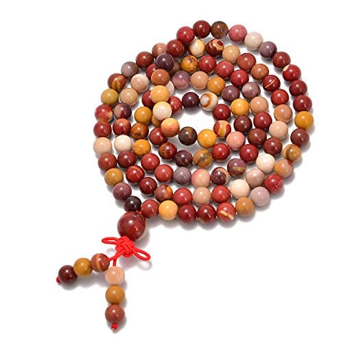 AD Beads Natural Gemstones Buddhist 108 Prayer Healing Beads Mala Stretchy Bracelet Necklace 6mm (Mookaite)