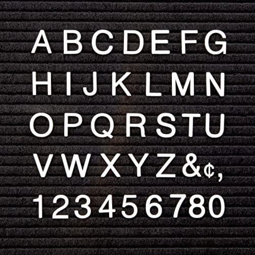 Quartet Characters for Felt Letter Boards 1 Inch Helvetica White 300 Letters Numbers and Symbols 4423