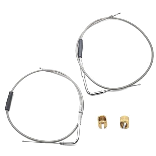 MATERIG 42 Stainless Steel Throttle and Idle Cable Set Fit for Harley Davidson 1996UP Idle Cable Set with 90 Elbow Fitting Replace 5657902A
