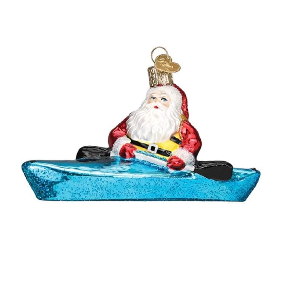 Old World Christmas Santa in Kayak Blown Glass 2020 Unique Christmas Ornaments for Christmas Tree Decoration