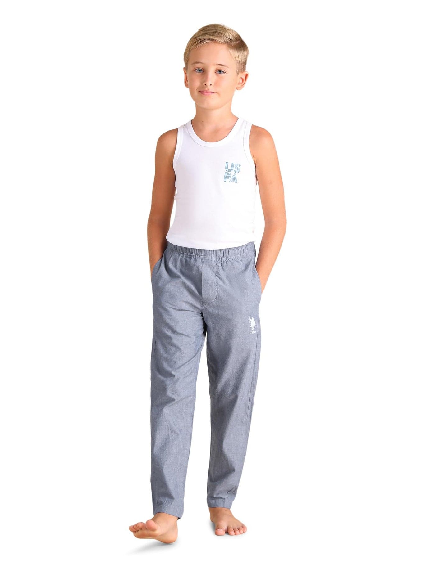U.S. POLO ASSN. Boys Chambray LKP01 Lounge Pants - Pack of 1 (Navy 4-6Y)