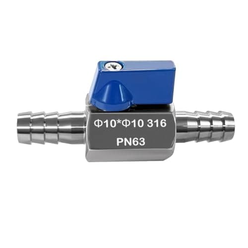 Beduan 38 Hose ID Barb Ball Valve 316 Stainless Steel Mini Shut Off Valve for Water Gas Fuel Drip Irrigation and Aquarium