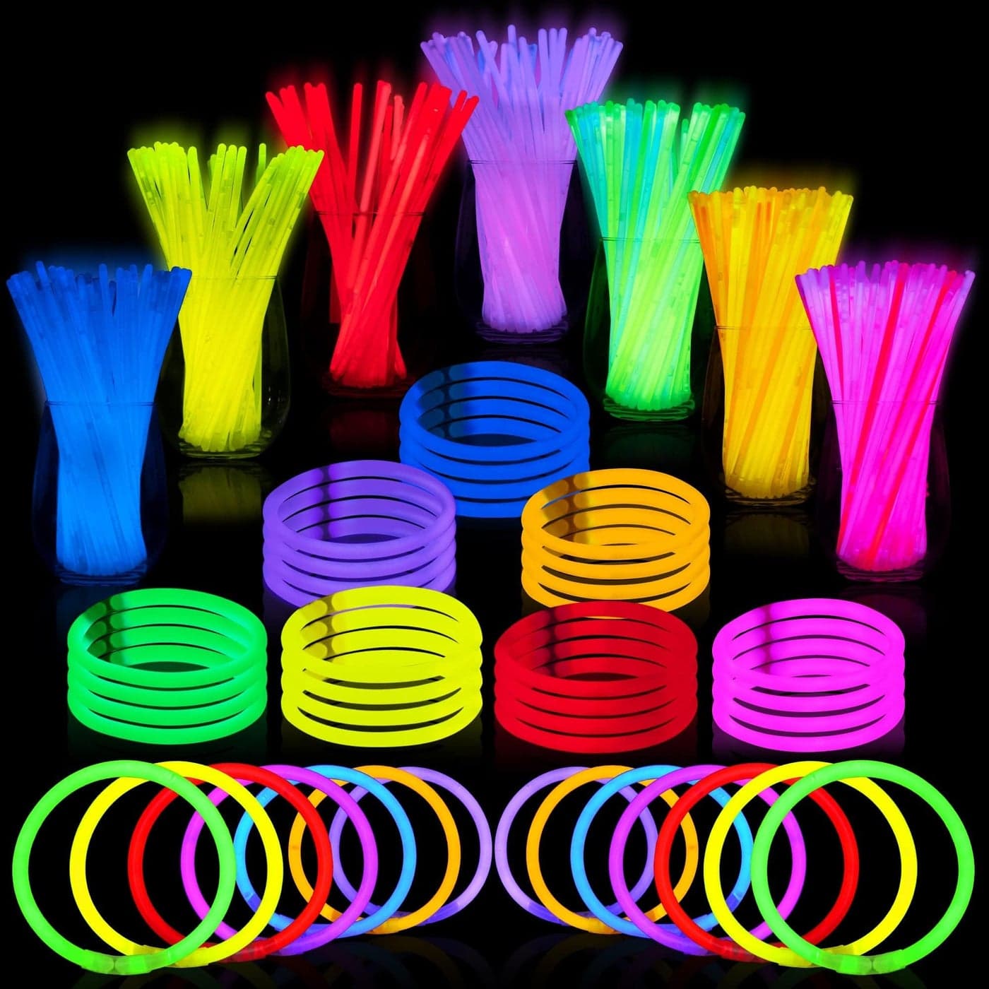 JOYIN 1000 Pcs 8" Glowsticks, Bracelets Necklaces, Glow in the Dark Party Favors, Easter, Christmas, Halloween Supplies Pack, Football Party Supplies