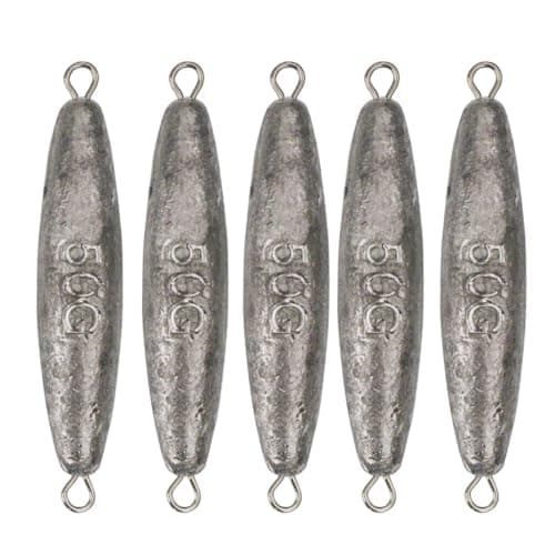 Laxygo Inline Trolling Sinkers Kit Double Ring Lead Fishing Weights Casting Sinker BulletOlive Sinker for Saltwater and Freshwater Fishing 30g10oz5pcs