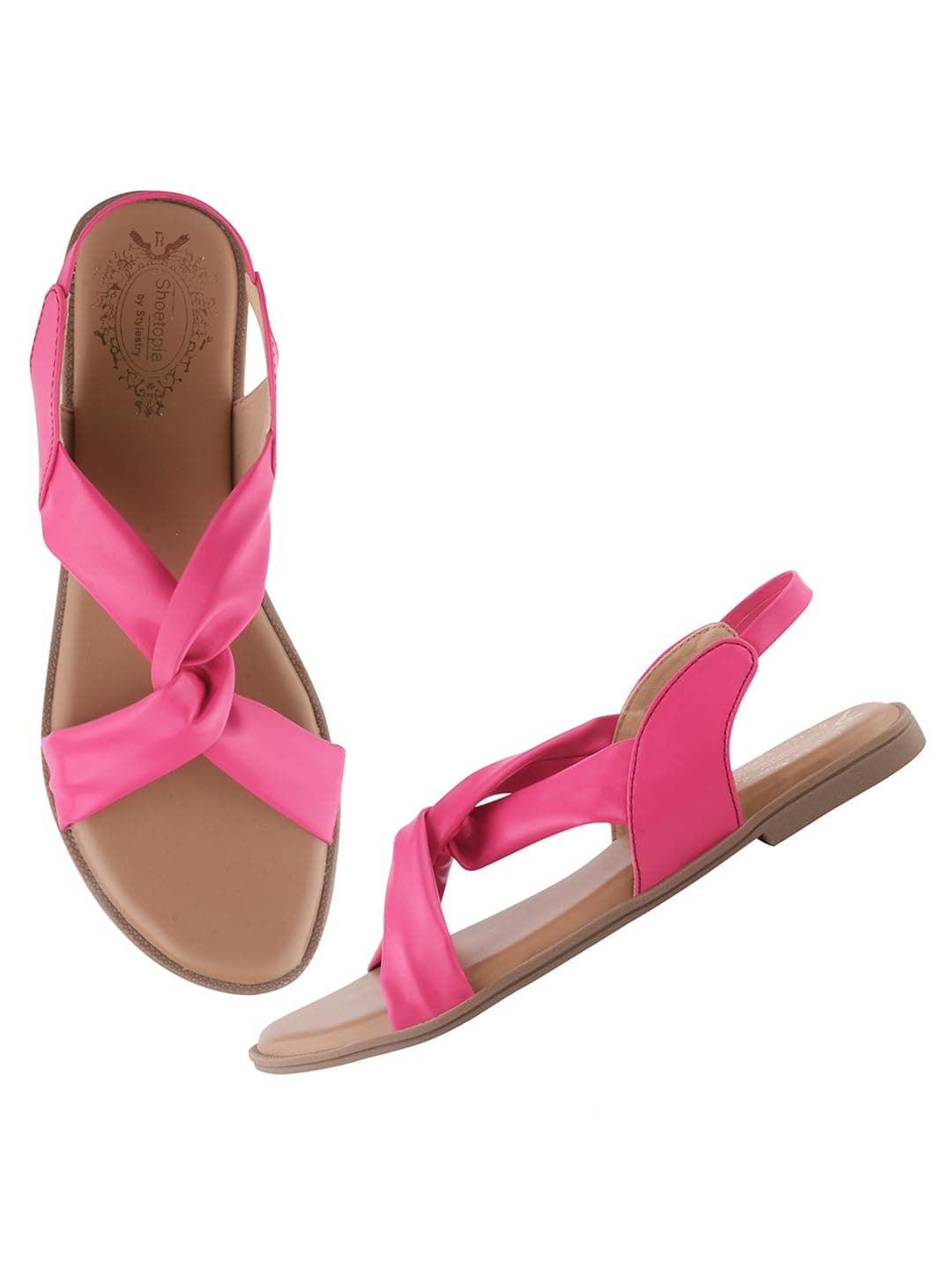 Shoetopia Cross Strap Magenta Flat Sandals For Women & Girls -EU40
