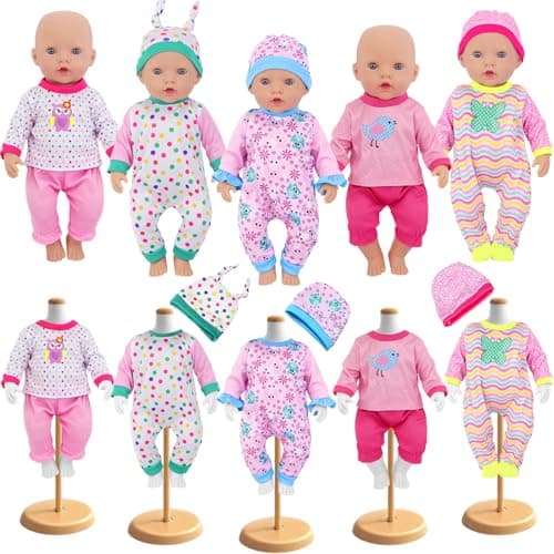 UNICORN ELEMENT 5 Sets Baby Doll Clothes for 1418 Inch Dolls 10 Pcs 16 Inch Doll Clothes Outfits Includes Jumpsuit Hats Top and Pants