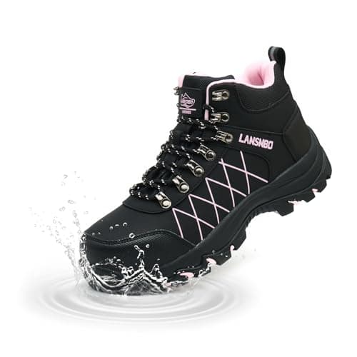LANSNBO Waterproof Steel Toe Boots for Women Wide Width Non Slip Work Shoes Lightweight Slip Resistant Safety Toe Sneakers Indestructible Construction Composite Toe FootwearHei fenW 37