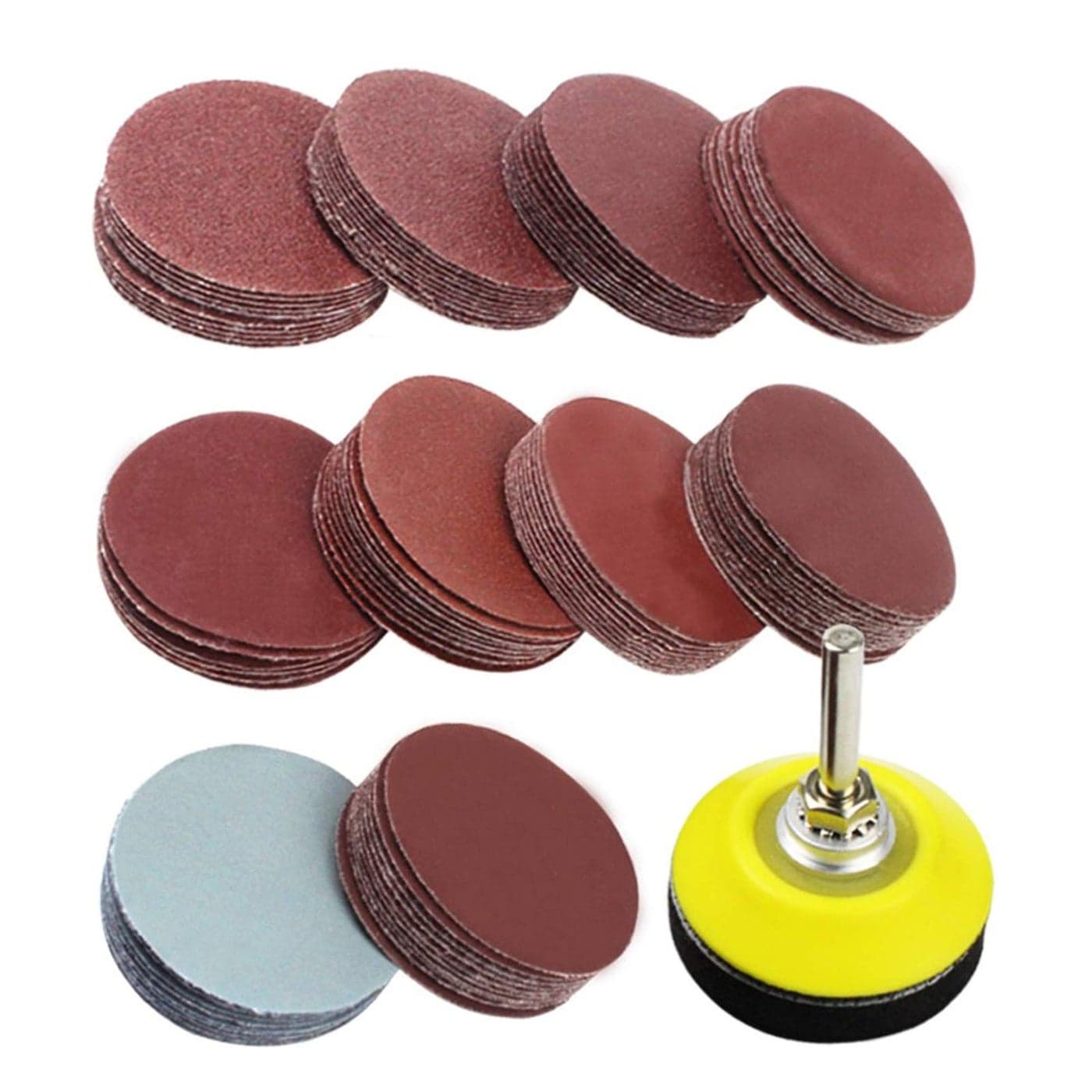 Coceca 100pcs 2 Inch Drill Sander Attachment with Backer Plate 14 Shank Sanding Discs Pad Kit Includes 803000 Grit Sandpapers