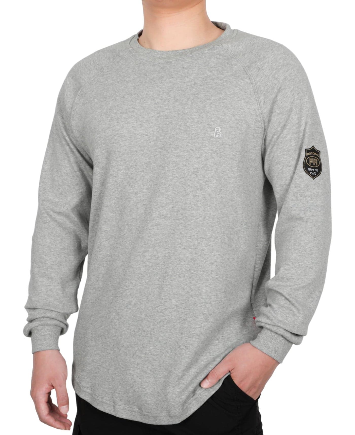 BOCOMAL FR Shirt 7oz Heavyweight Flame Resistant Shirts for Men Fire Retardant Long Sleeve Crew Work Shirts CAT2
