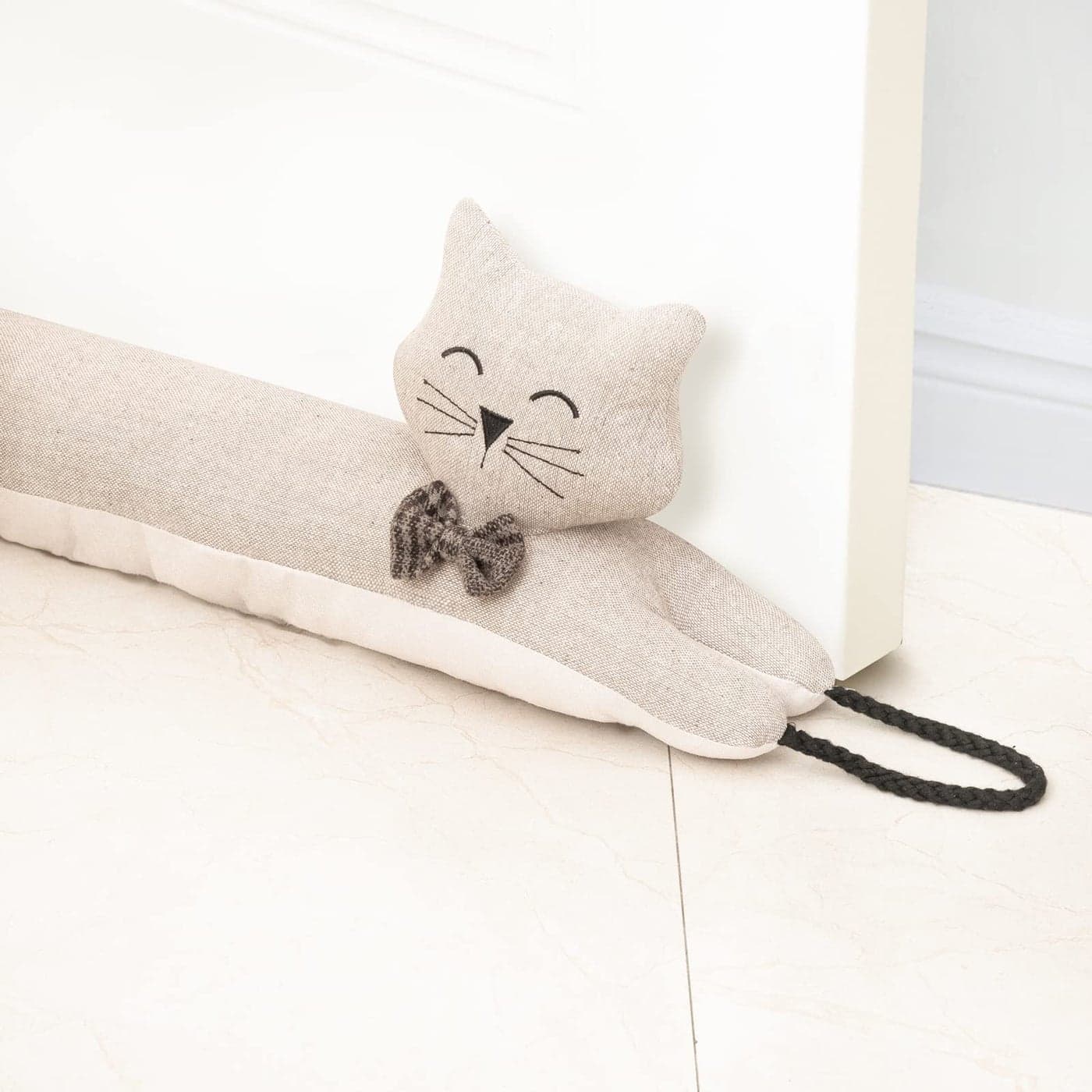 Marwood Under Door Draft Stopper Decorative Wind Stopper 36 inch for Door Window Weighted Animal Air Draft Stopper Snake Noise Blocker for Bottom of Door with Hanging Loops Khaki Cat